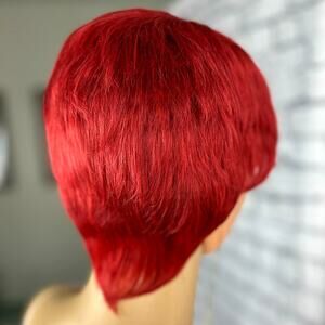Womens Orange/Red Wig Short Wispy Bangs